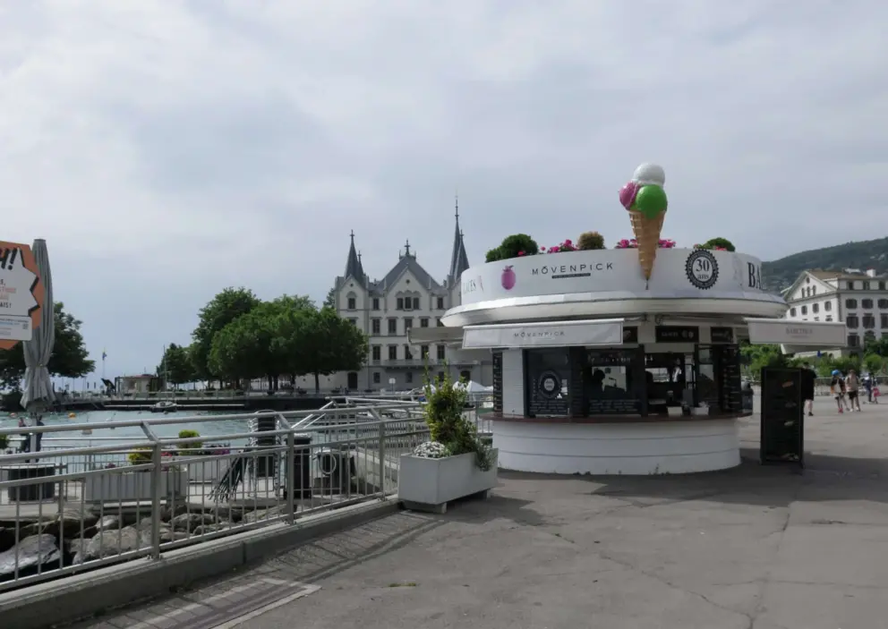 Ice cream for sale on the promenade. 