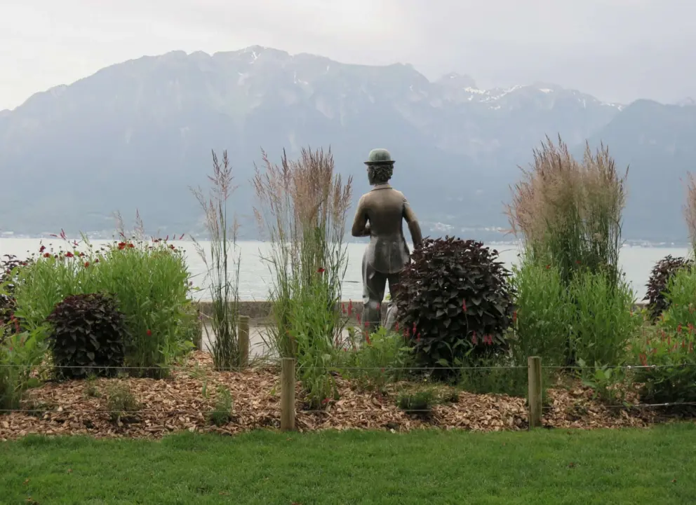 Charlie Chaplin sculpture across from the museum. 