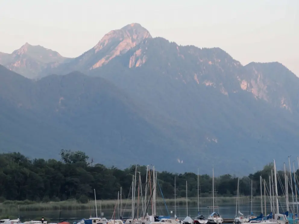 High mountains over the marina. 