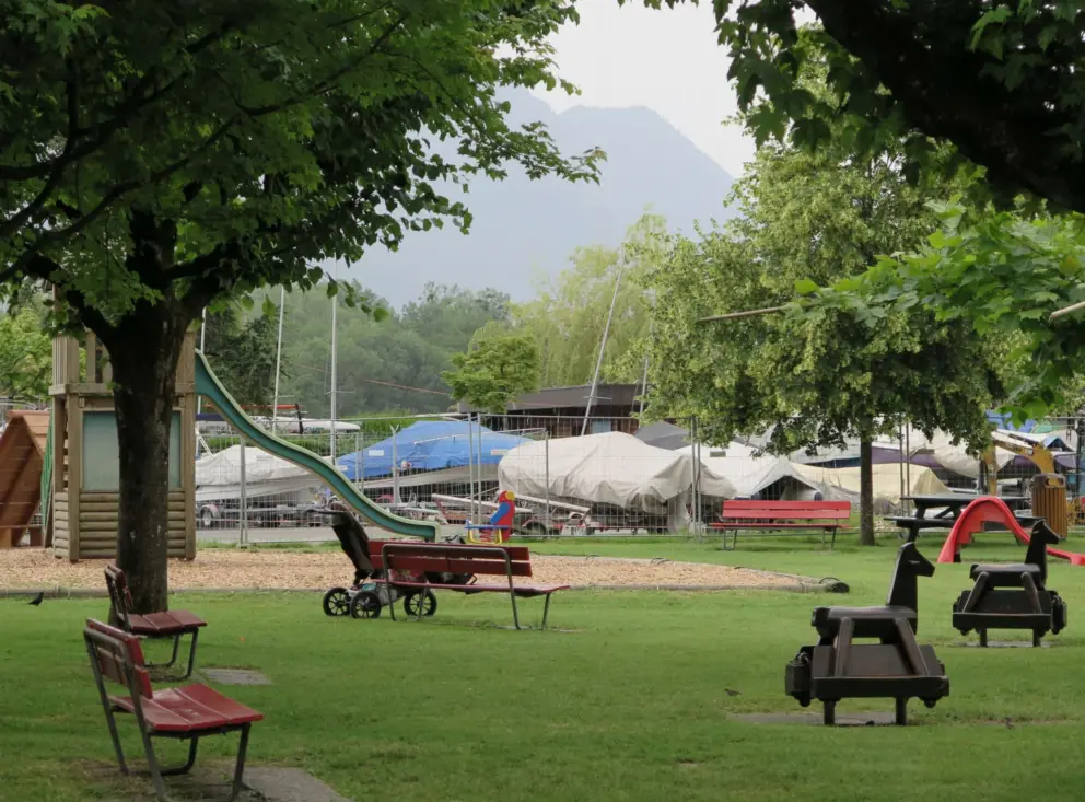 The playground, in an odd spot. 
