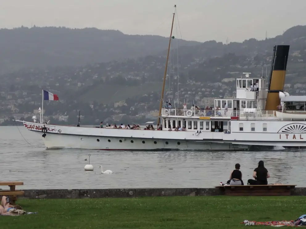 Watching the ferry go by. 