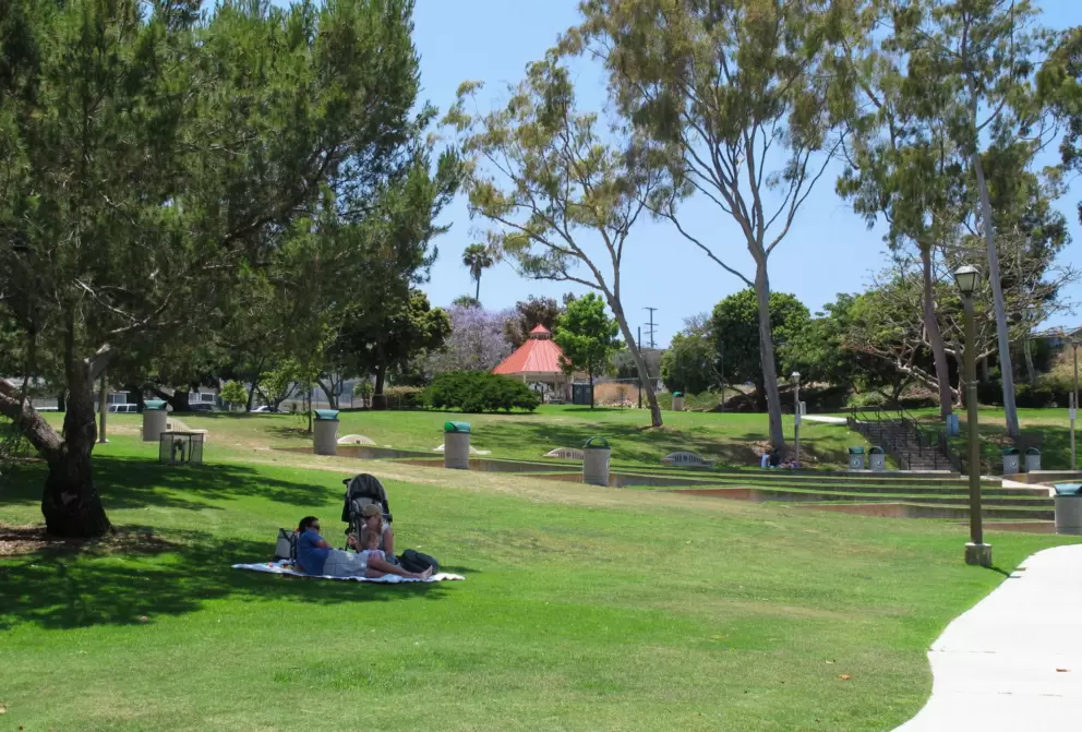 Picnic by the amphitheater at Polliwog Park.