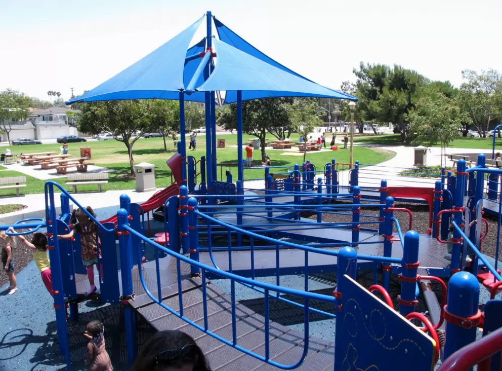 Plenty of room to run at the blue playground.