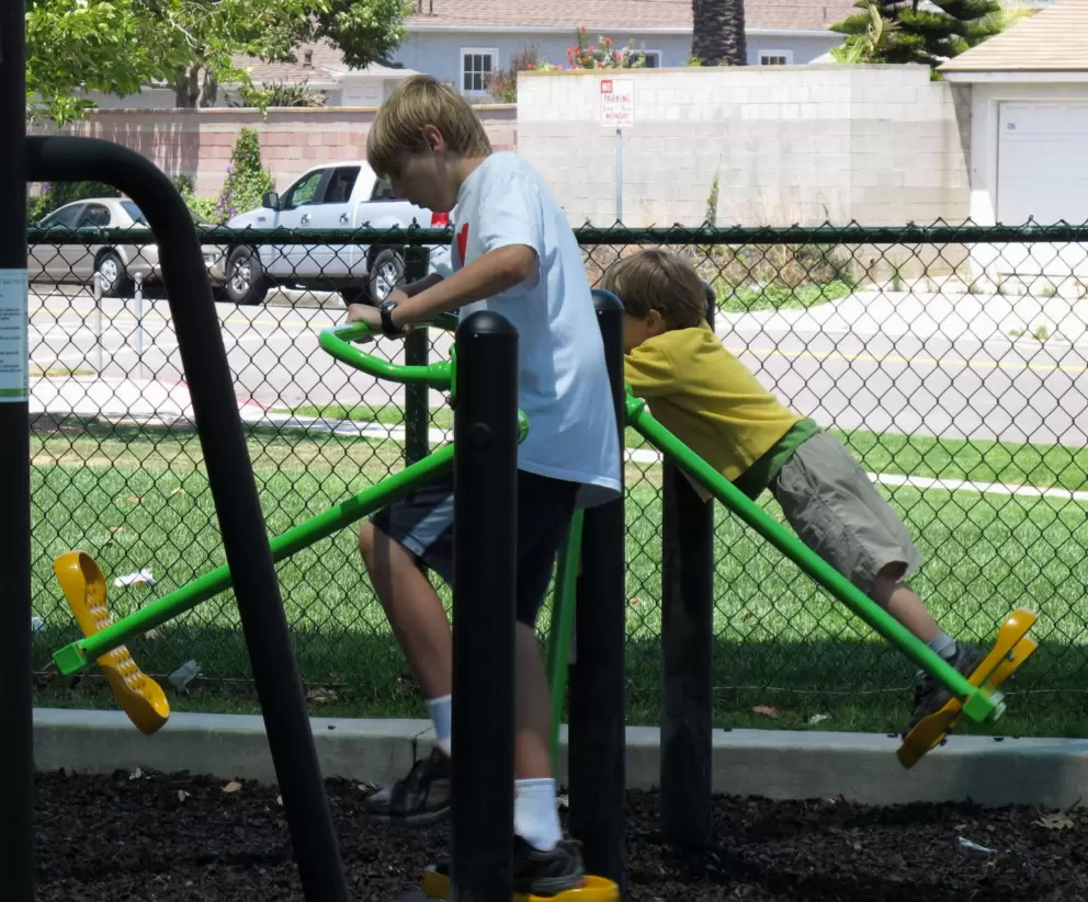 Building some muscles at the workout playground.
