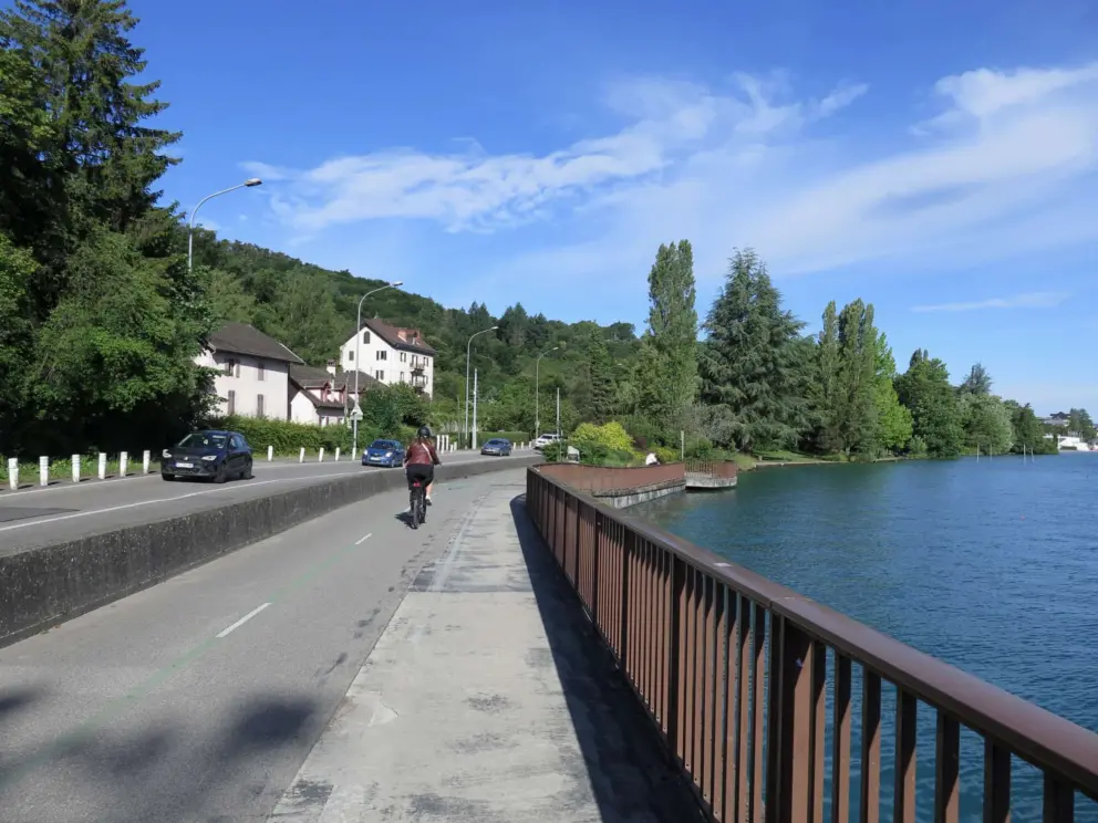 The walking/bike path is separated from the road. 
