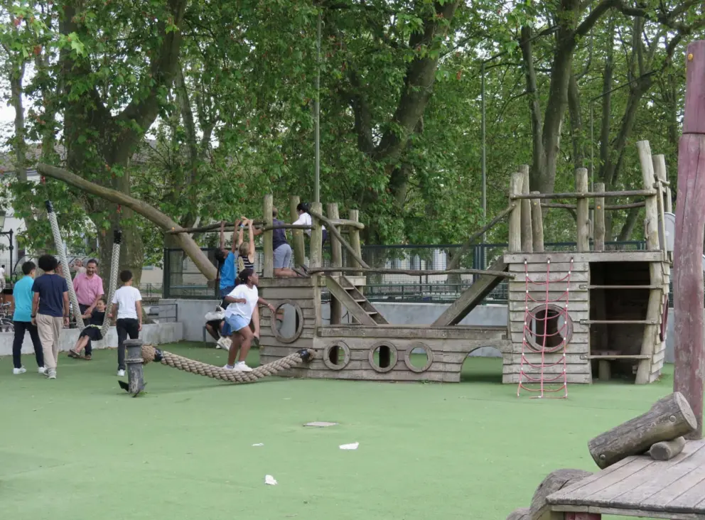 Wooden ship at Parc des Enfants. 