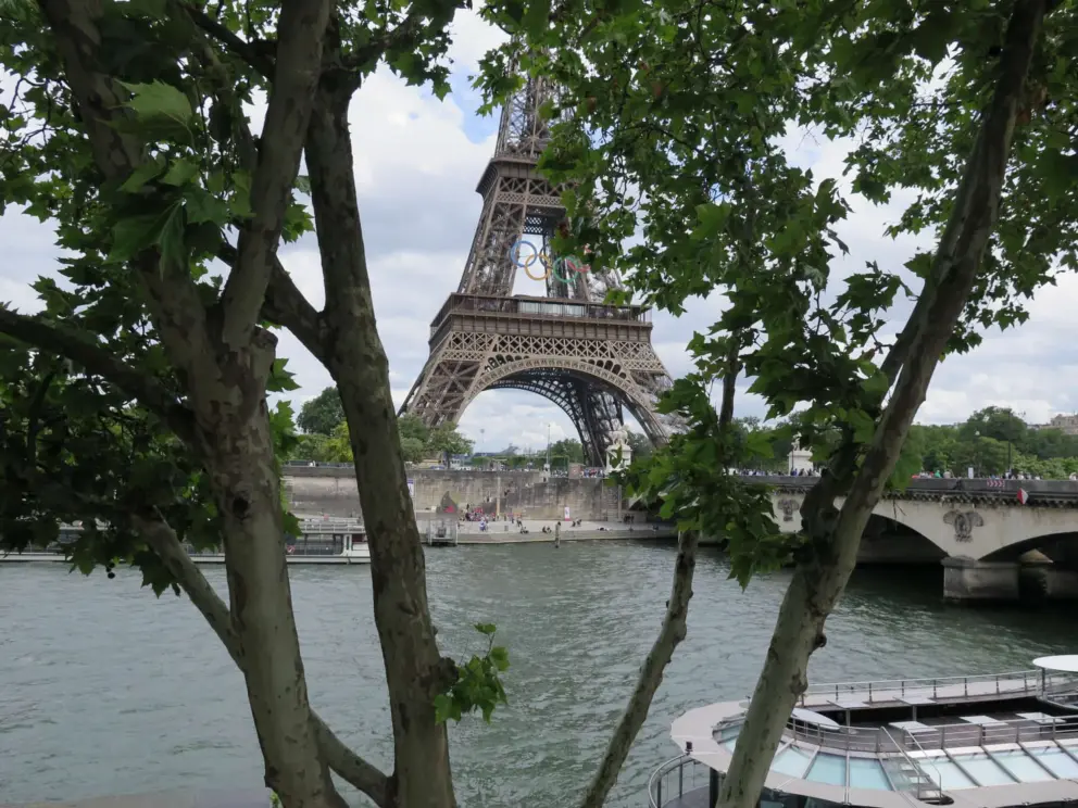View across the water from the Eiffel Tower, at Port Debilly. 