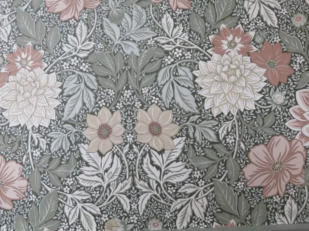 Wallpaper in Le Cafe du Musee, on the corner of the boulevard near the museum. 