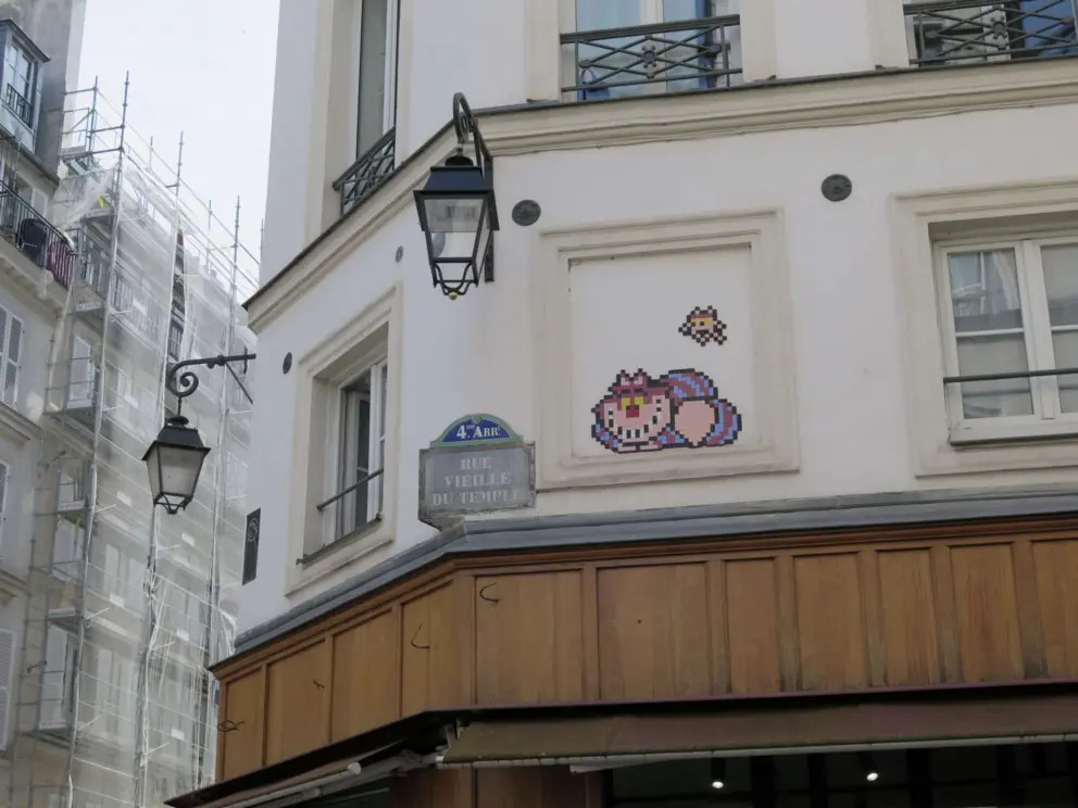Graffiti of a contented cat. 