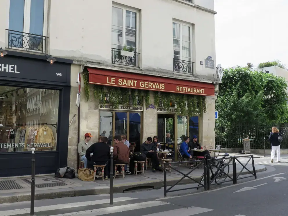 Le Saint Gervais bistro on a corner. 
