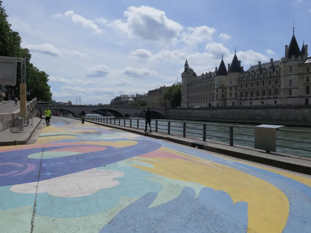 The promenade, painted in bright colors before the Olympics. 