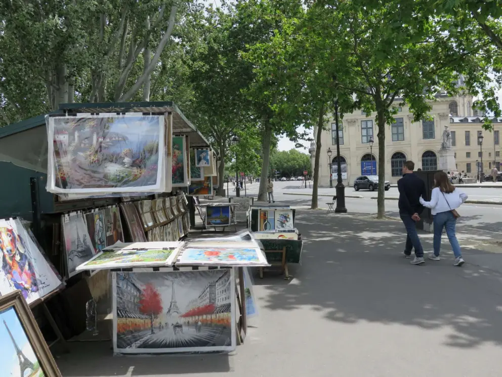 Painting of Eiffel Tower at one of the stalls. 