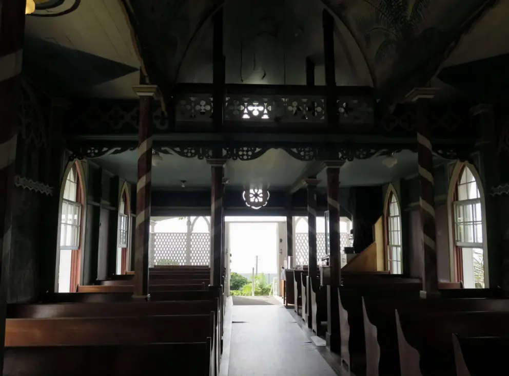 Looking toward the ocean, from inside the church. 
