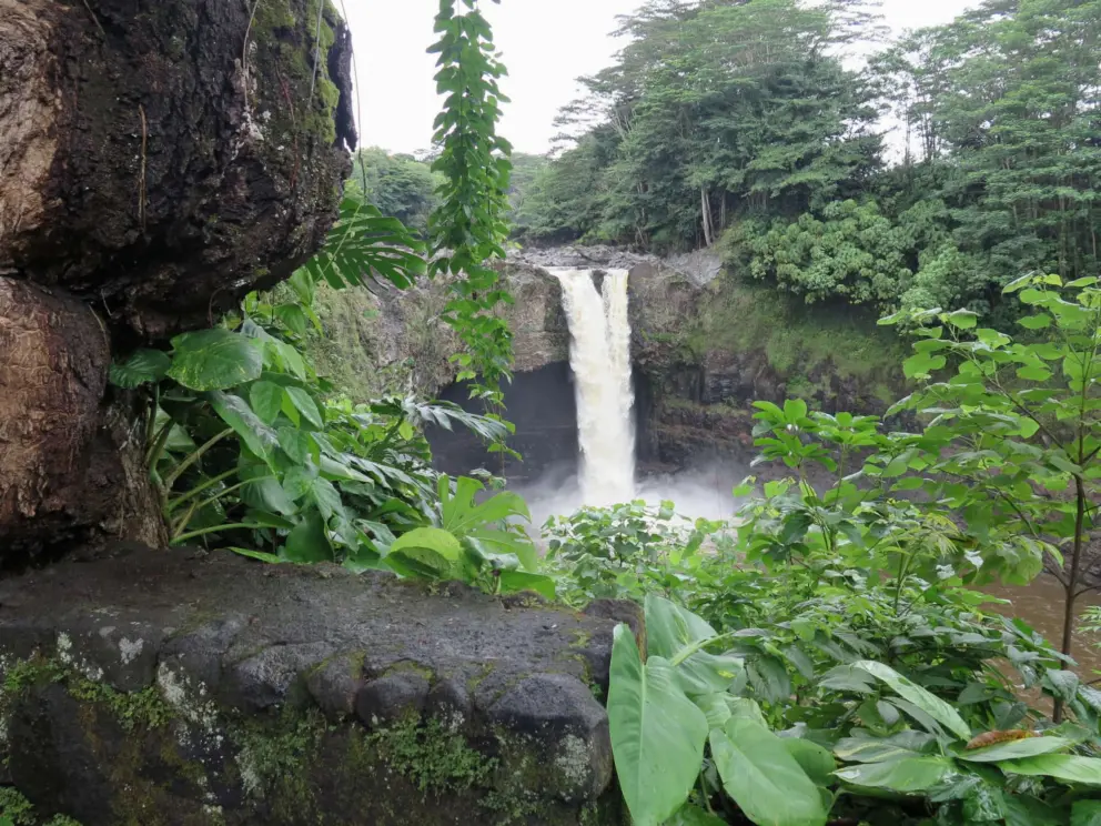 The falls look the best from the far end of the lookout. 