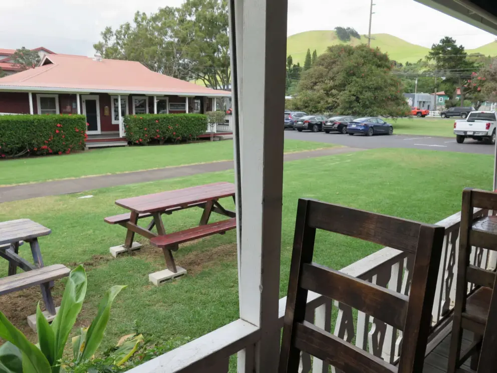 Views from the seating outside Waimea Coffee Company.