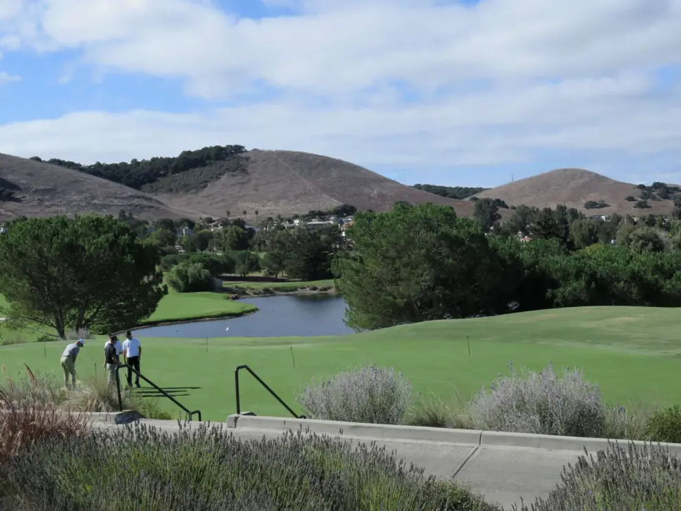 Lake and hills in view at SLO Country Club. 