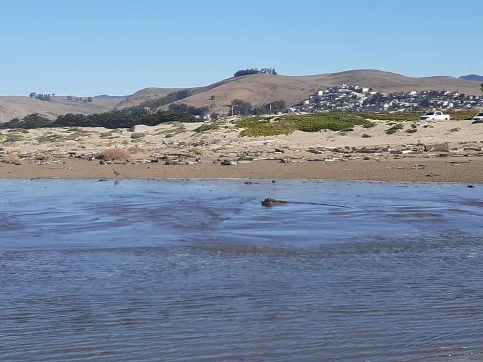 Looking across the lagoon to the hills. 