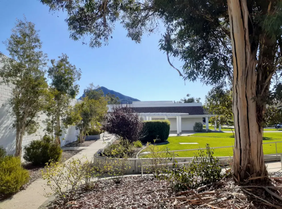 There is a lot of space on the campus, and views of mountains. 