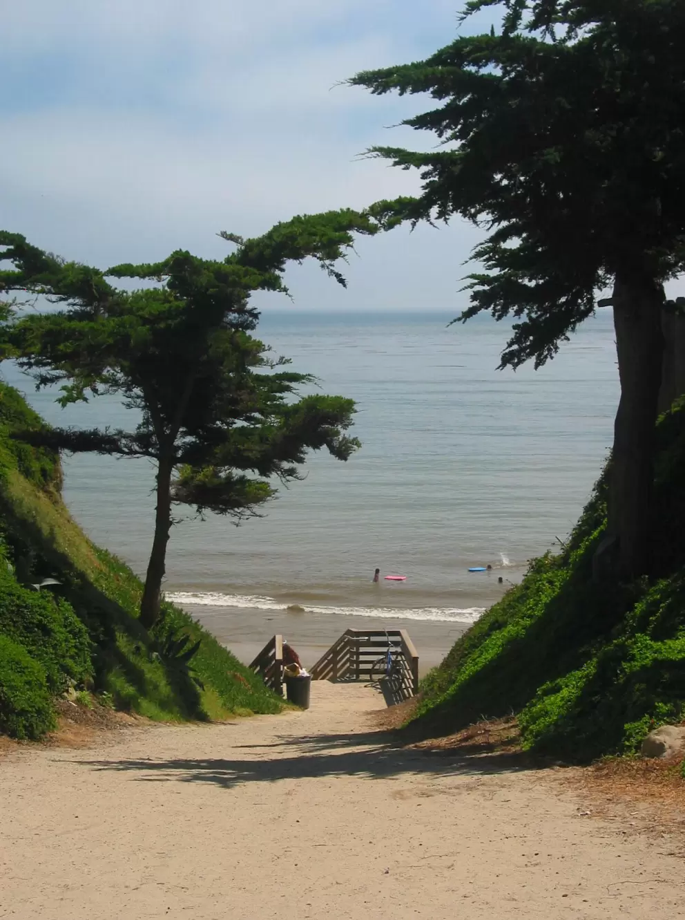 The beach stairs at the end of Camino Del Sur Rd.