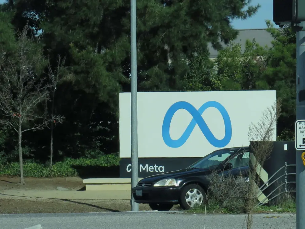 Meta sign on Hacker Way.