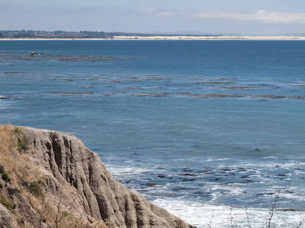 Looking across the water at the dunes.