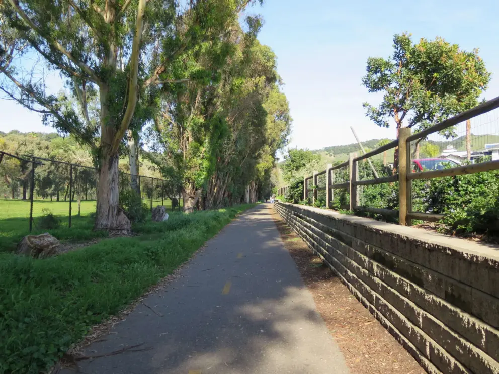 The trail ends here, beside and below Avila Beach Drive. 