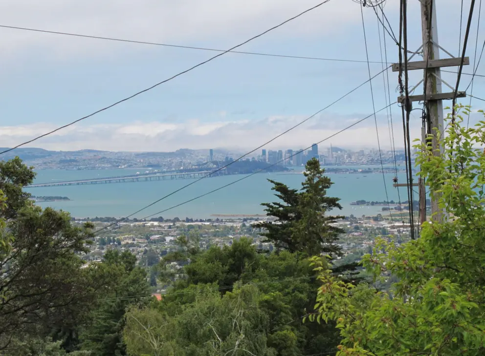 View of Bay Bridge from Marin Avenue in North Berkeley.