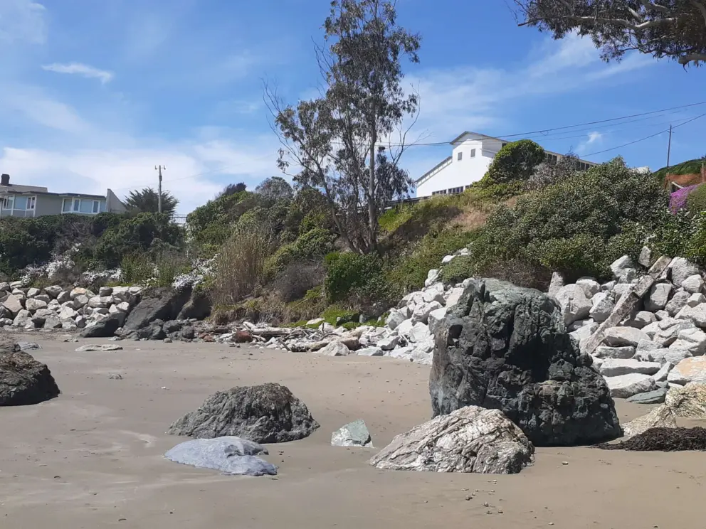 The amazing rocks on the beach. Some are blue!