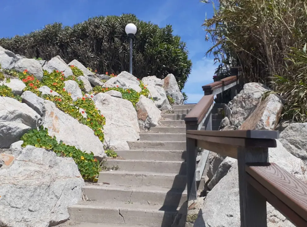 Stairway from the condos to the sand. 