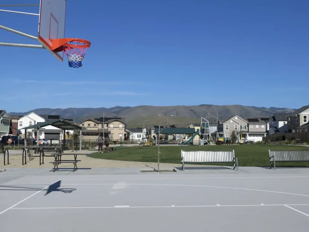 The basketball court. 