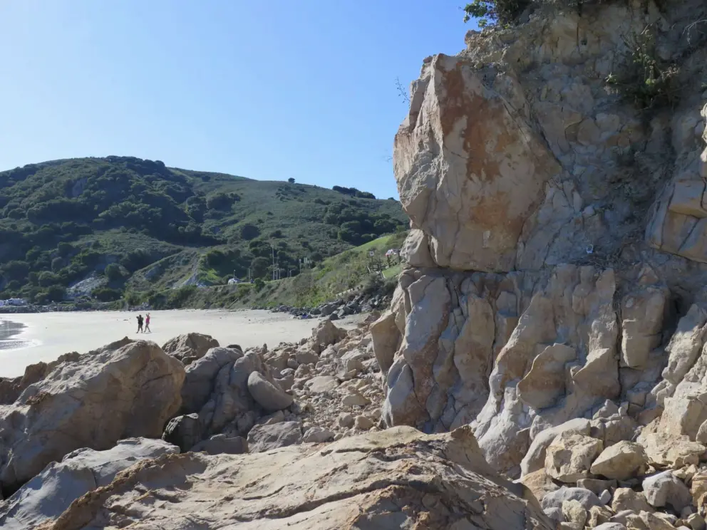 Looking toward the beach from the rocky point. 