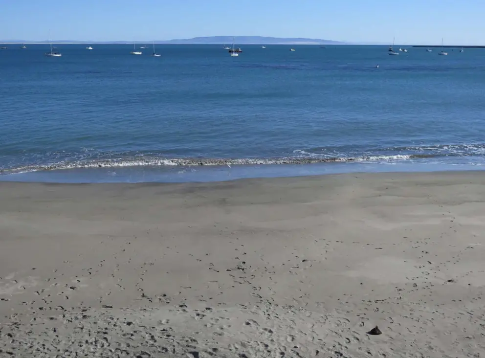 The sailboats bobbing on the horizon. 