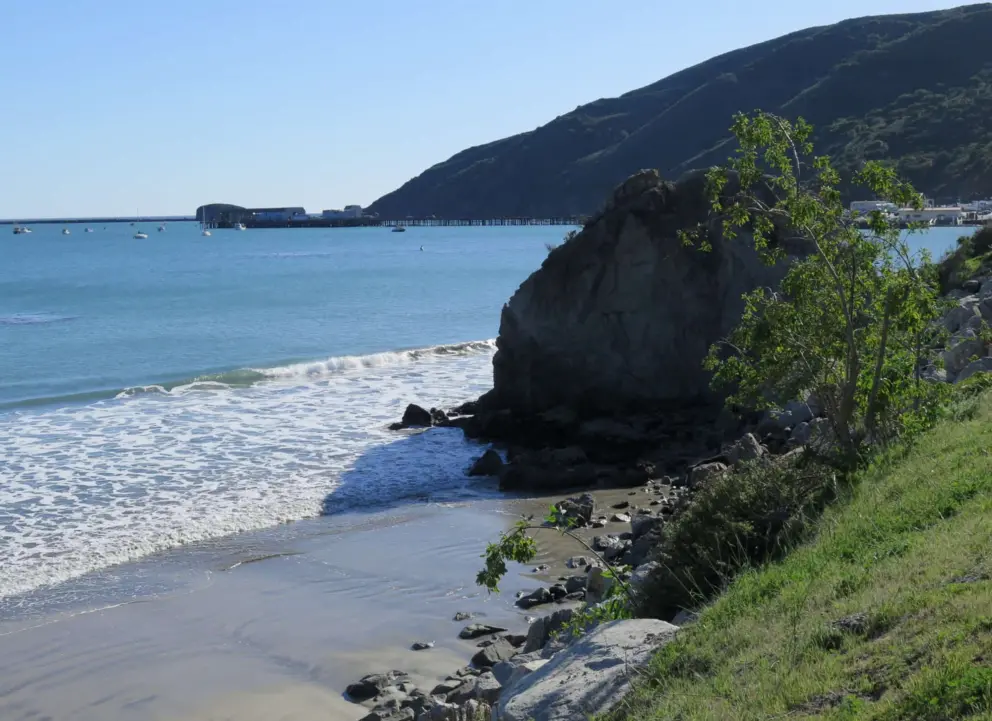 The rock that divides Fisherman's Beach from Olde Port Beach. 