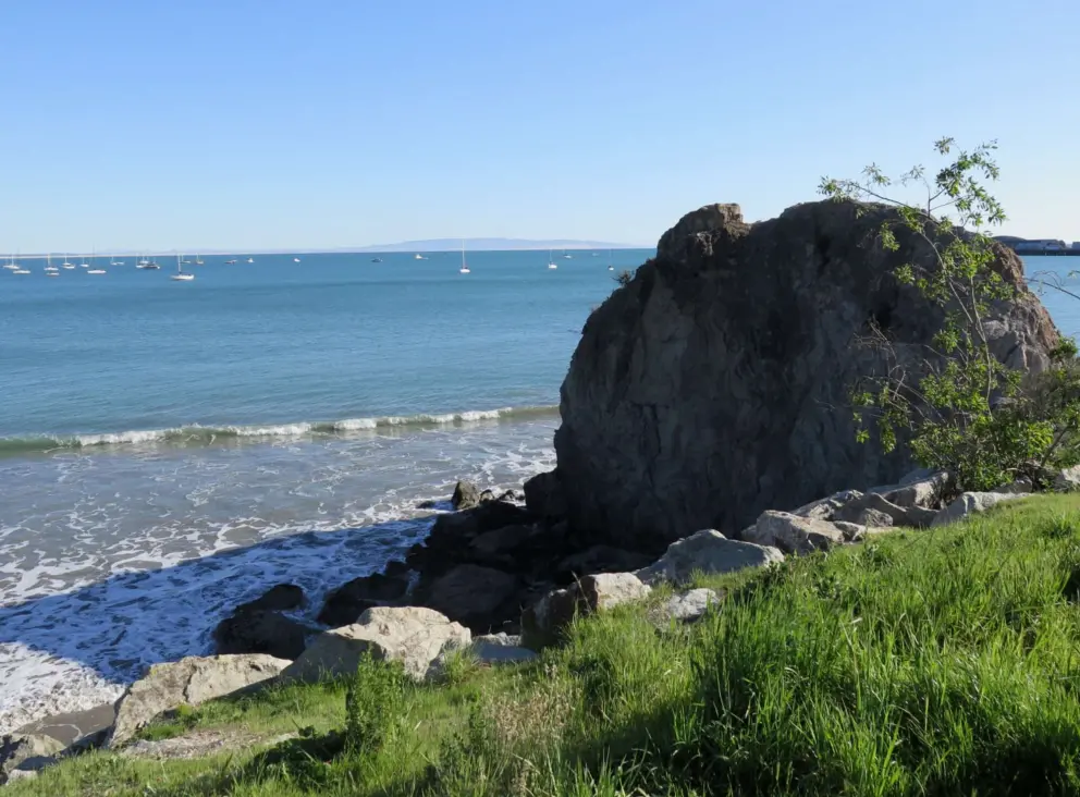 Rock that divides Olde Port Beach from Fisherman's Beach. 