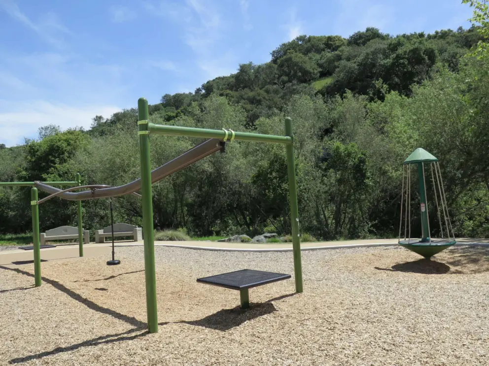 View of the mountains behind the playground. A serene setting. 