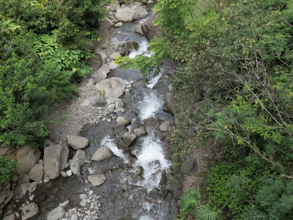 The river, as seen from the pedestrian bridge. 
