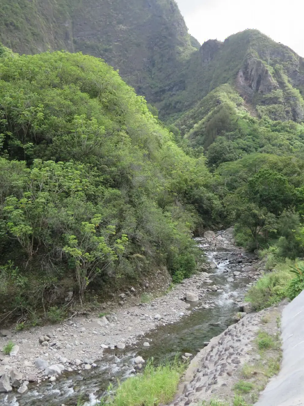 The river and mountain ridges. 