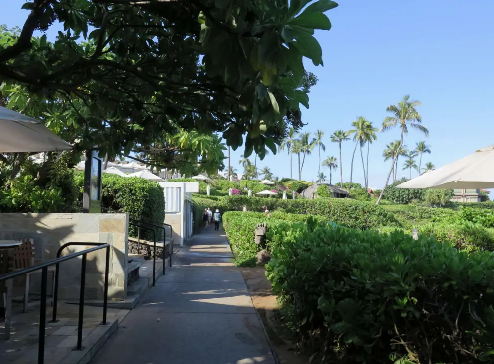 You walk through Waldorf Astoria at Wailea Beach for a little while.