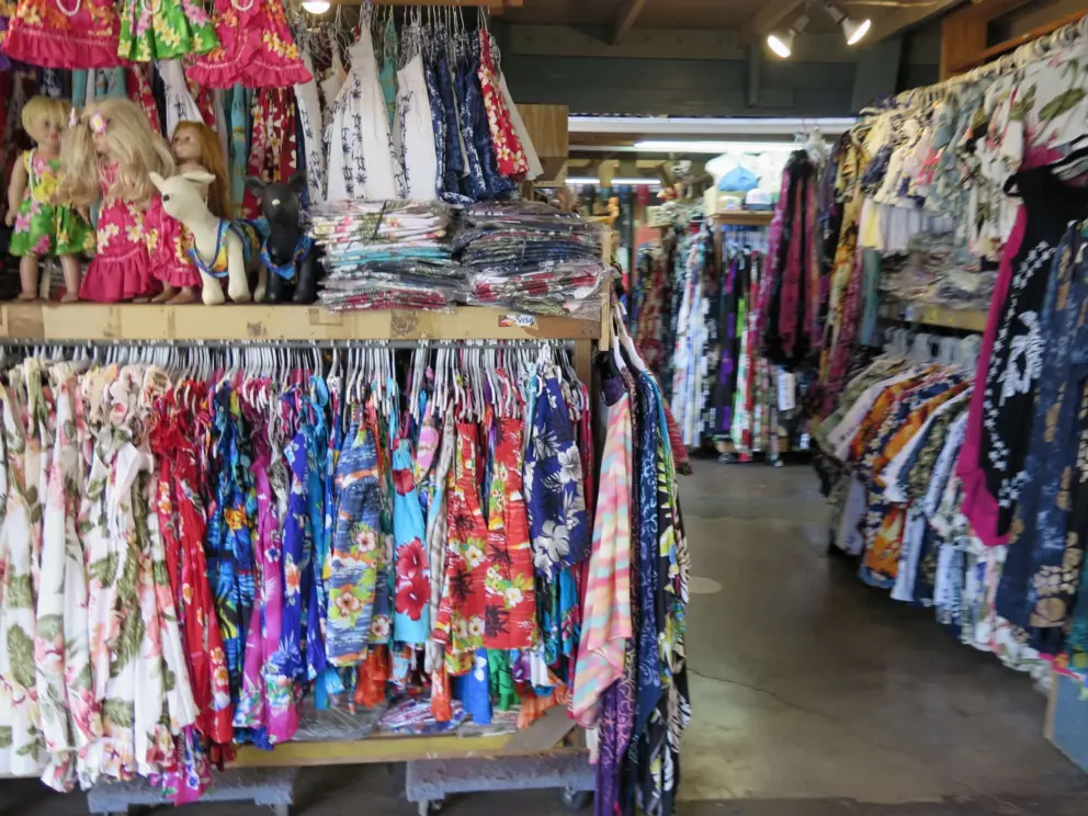 Aloha shirts, dresses, and dolls. 