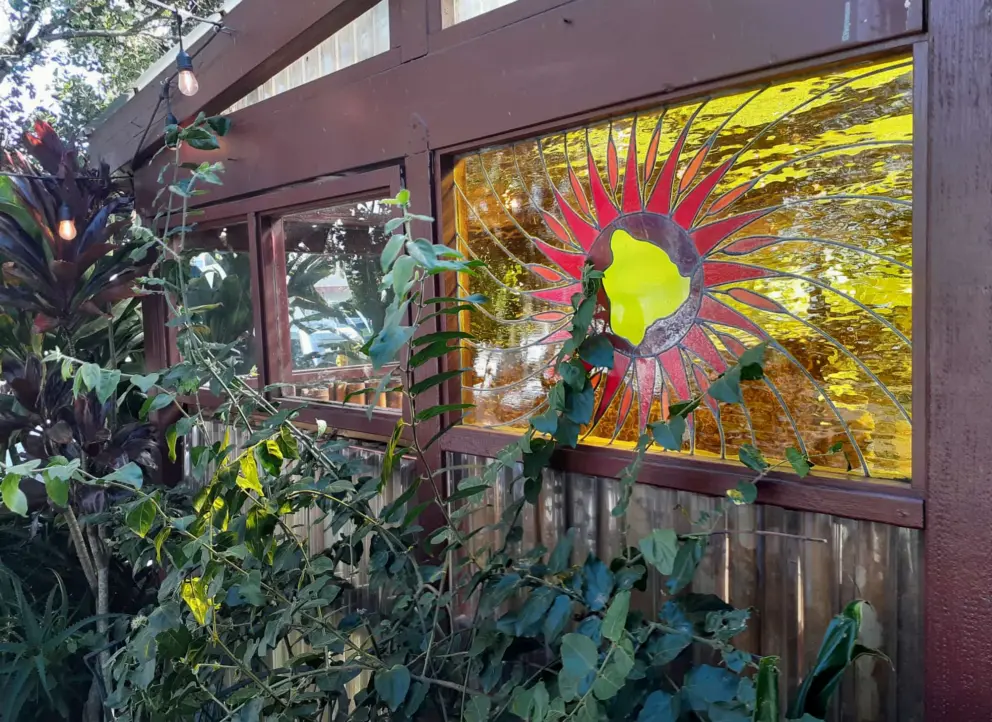 Stained glass at Big Island Brewhaus. 