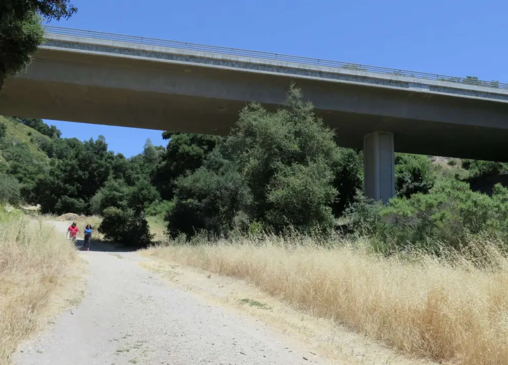 The overpass where the hike begins.
