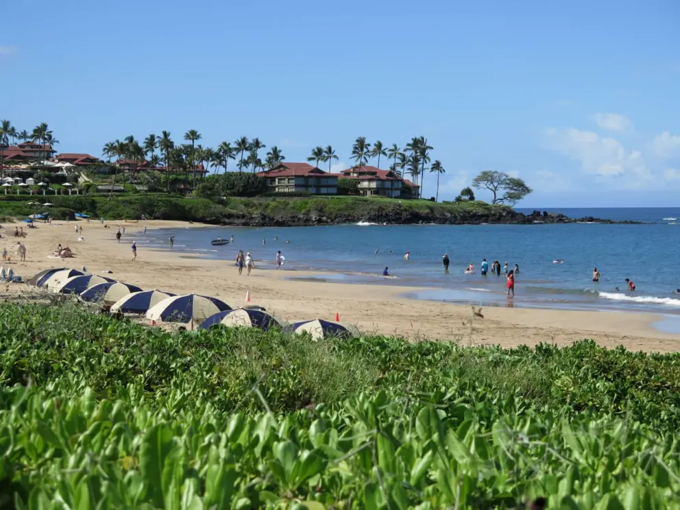 Colorful umbrellas at Wailea Beach. 
