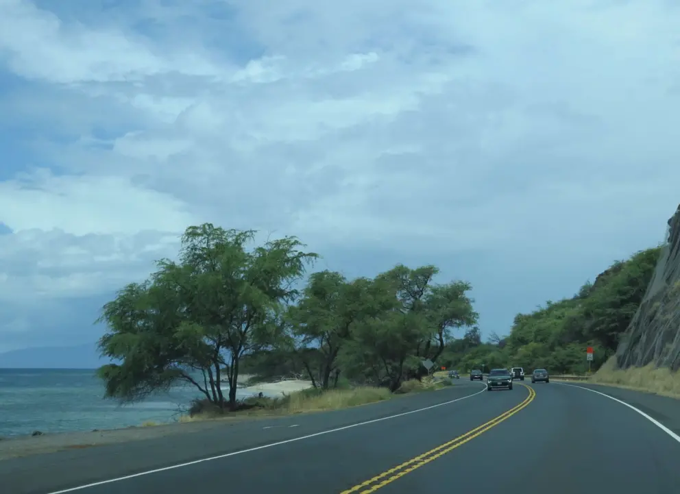 A beach beside the highway. 