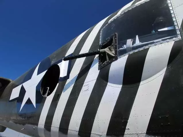 Guns on the side of a plane.