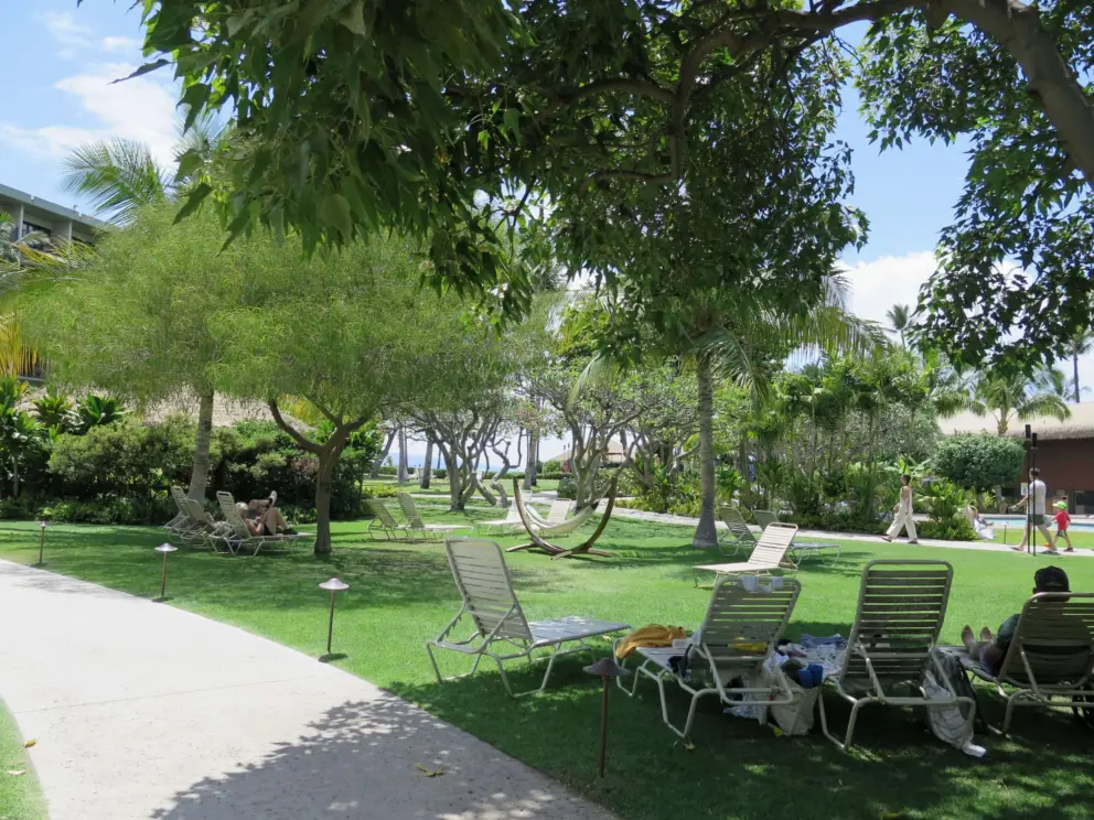 Chairs for relaxing in the hotel grounds of Kaanapali Beach Resort. 
