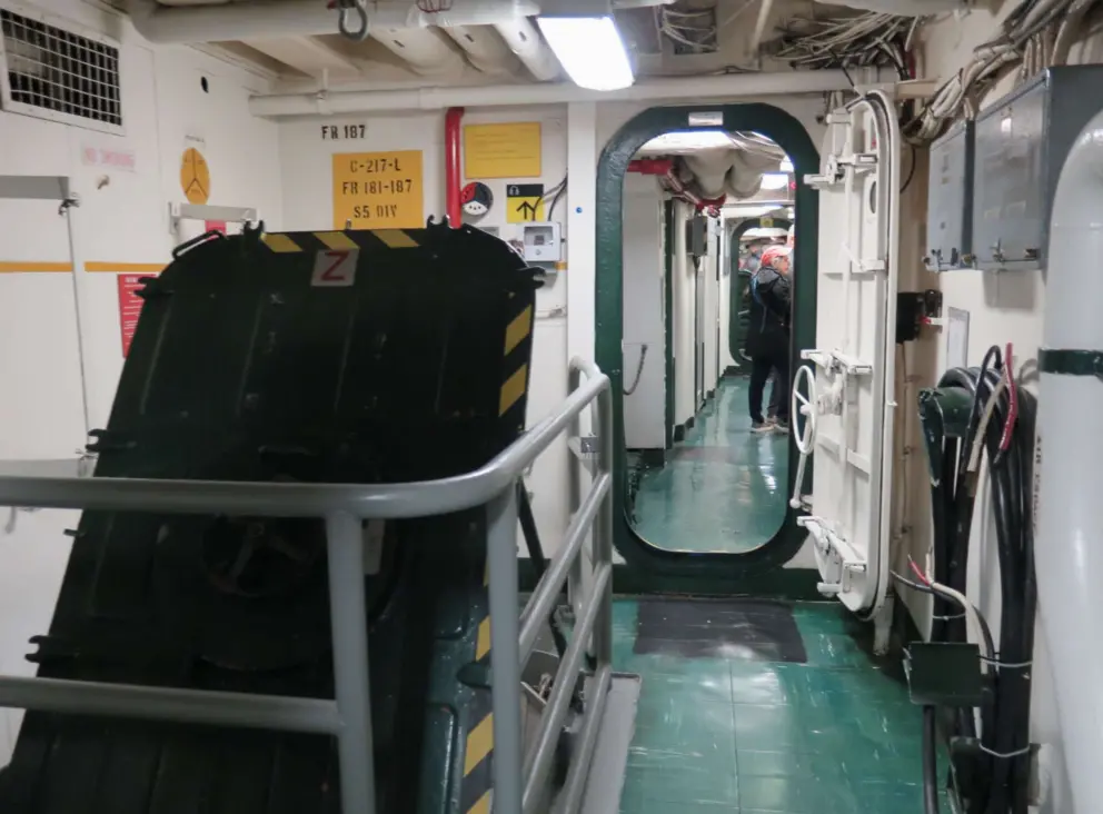 The narrow halls with low doors. 