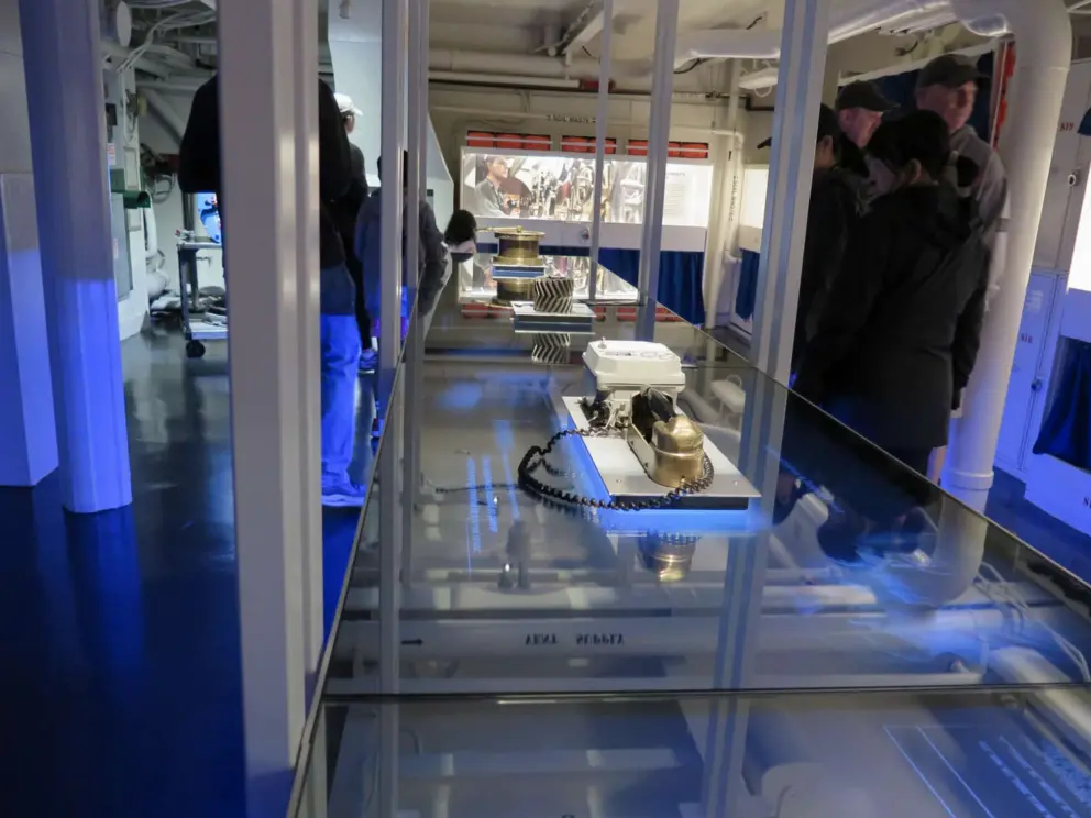 Telephone for communicating throughout the ship.