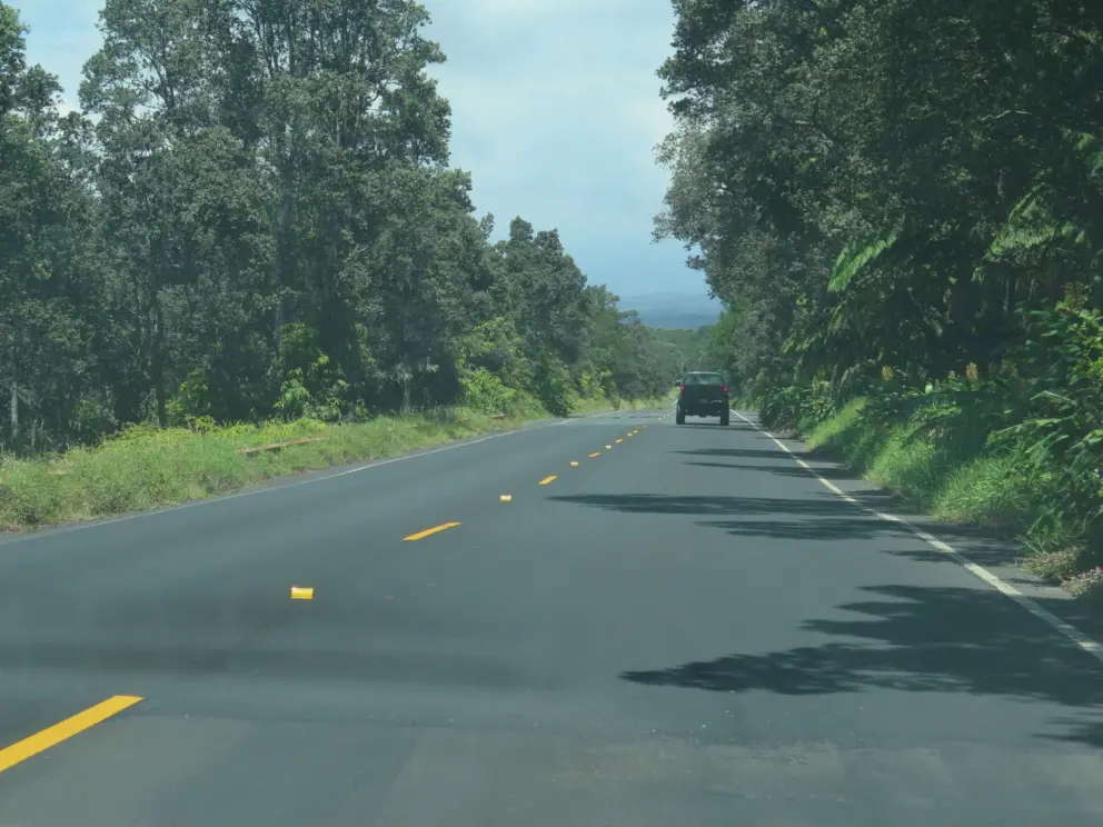 Driving to Punalu'u Black Sand Beach.