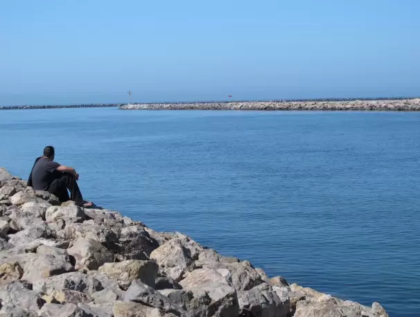 Looking out at the harbor.