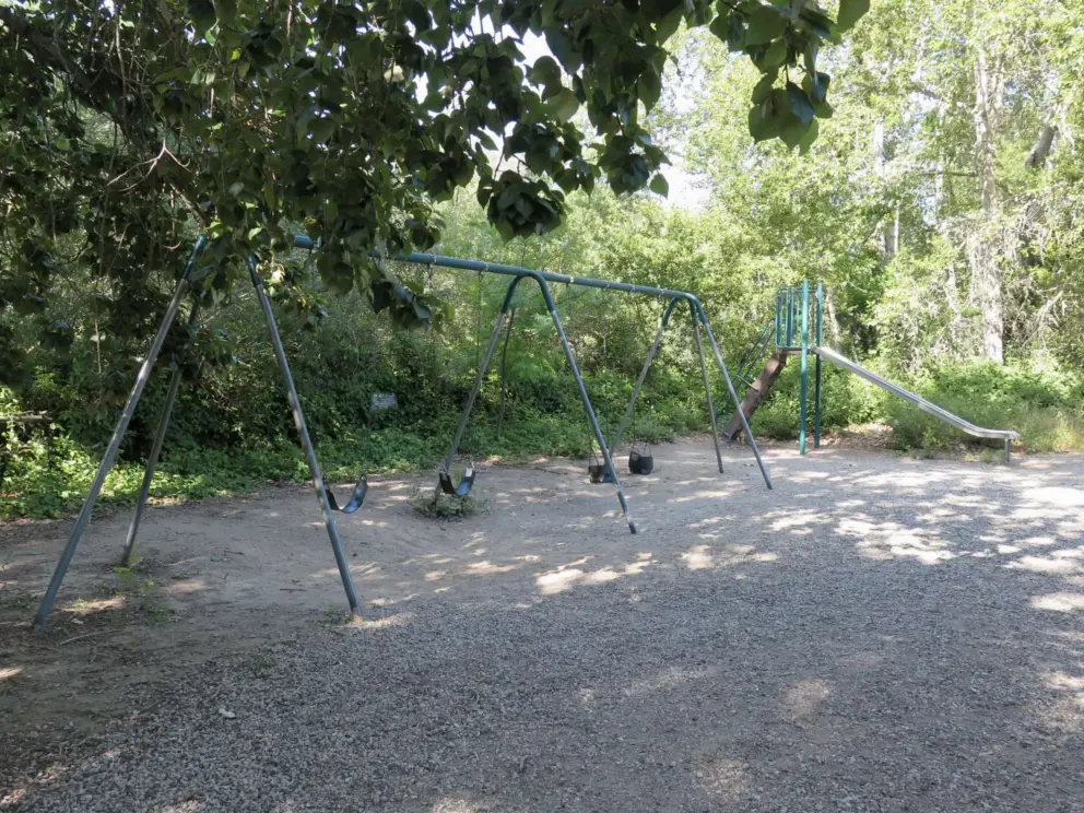 Swings and slide along the trail. 